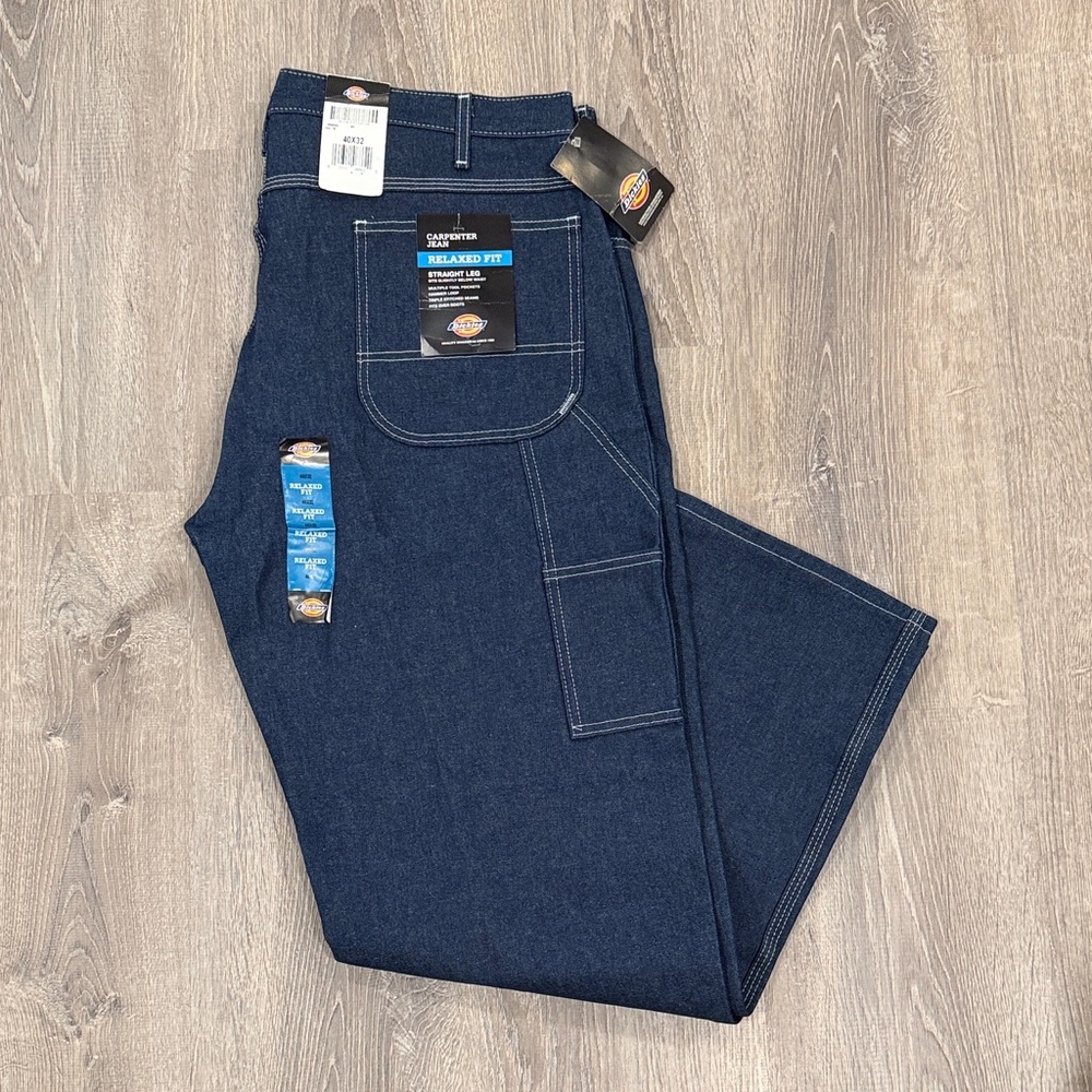 Dickies Men's Blue Jeans Relaxed Fit Straight Leg Carpenter Jean NWT 40x32